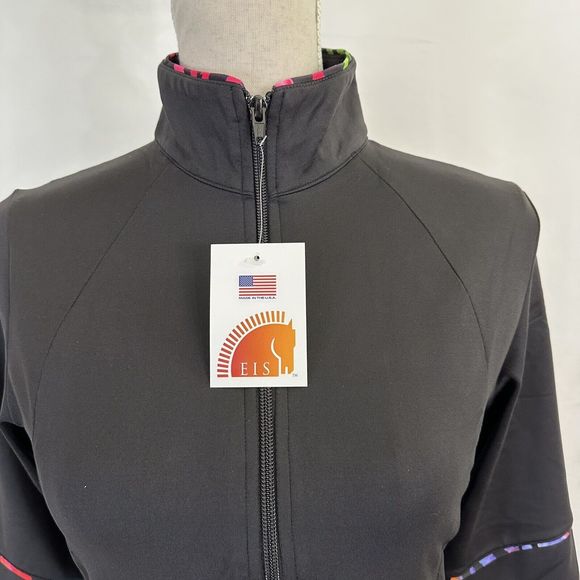 NEW EIS Equi In Style Black Full Zip Jacket Large Equestrian Top - Picture 2 of 7